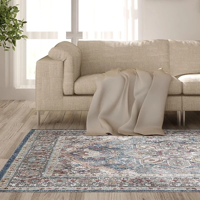 Cranfield Red and Blue Woven Area Rug