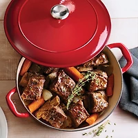 Cocotte ronde couverte Tramontina de 5,2 litres (5,5 Qt) en fonte émaillée, rouge, graduée, 80131/047DS