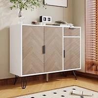Noble House Modern Storage Cabinet, Sideboard in Finish with Drawer,Adjustable Shelves,White