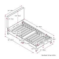 Lit Juniper en tissu noir, simple