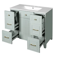 Homy Casa 36 in Moss Green Kitchen Sideboard with Ceramic Sink