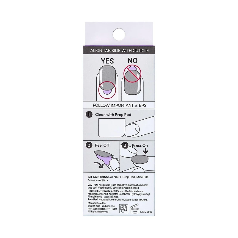 KISS ImPRESS Press-On - 30 faux ongles, courts Ongles à coller.