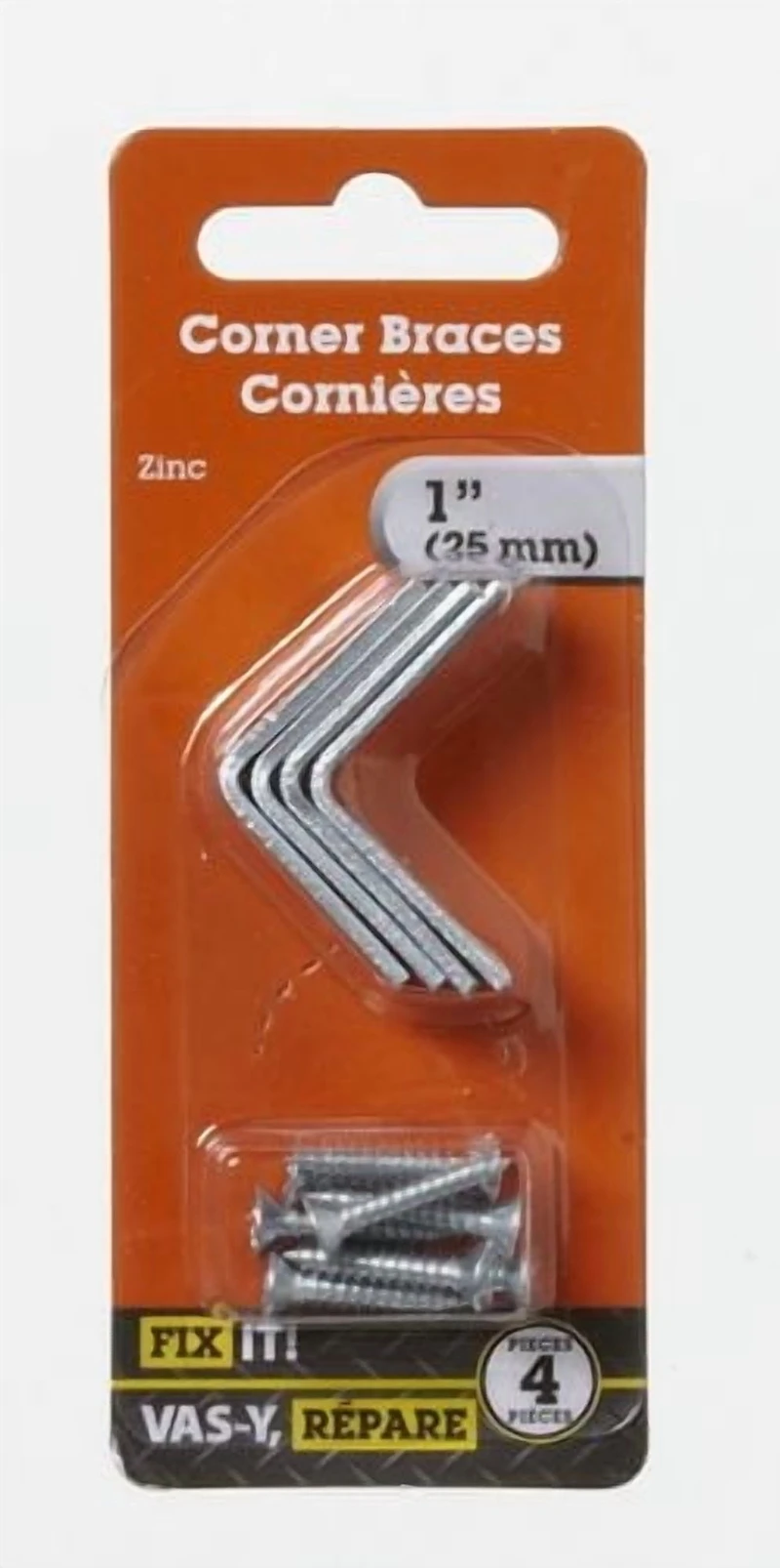 Cornières1 po x 1/2 po 4 pièces Les équerres de coin sont idéales pour renforcer par l'intérieur les joints d'angles droits. Sa conception fraisée permet à la vis d'affleurer la surface du matériau.