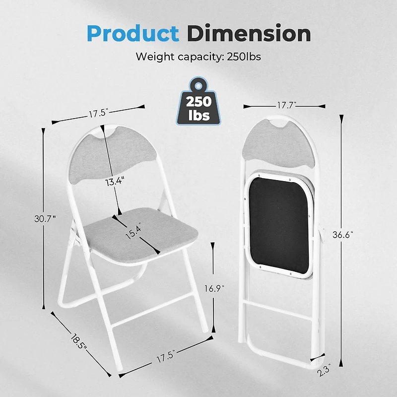 Homy Casa Folding Dining Chairs Set of 4 - Premium Padded Upholstery Folding Stools 4 Packs with Sturdy Metal Frame, Pink/ Grey/ Brown