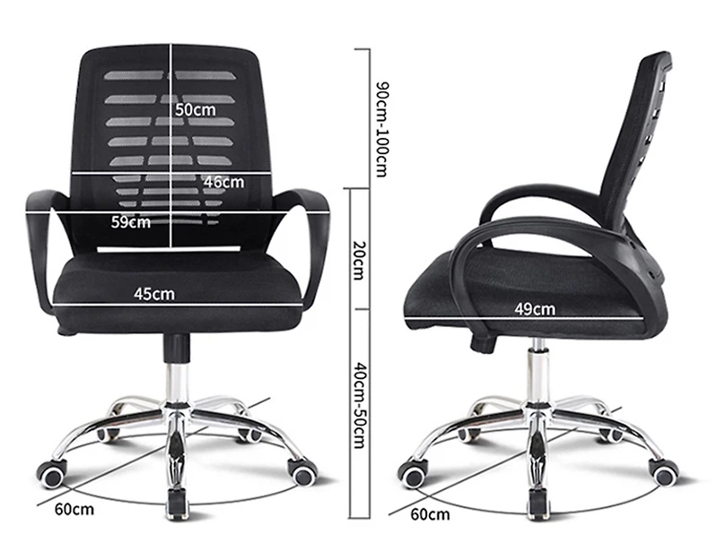 American Imaginations 25,2 pouces L 37,8 pouces Chaise de bureau moderne H en acier inoxydable-plastique-nylon en noir