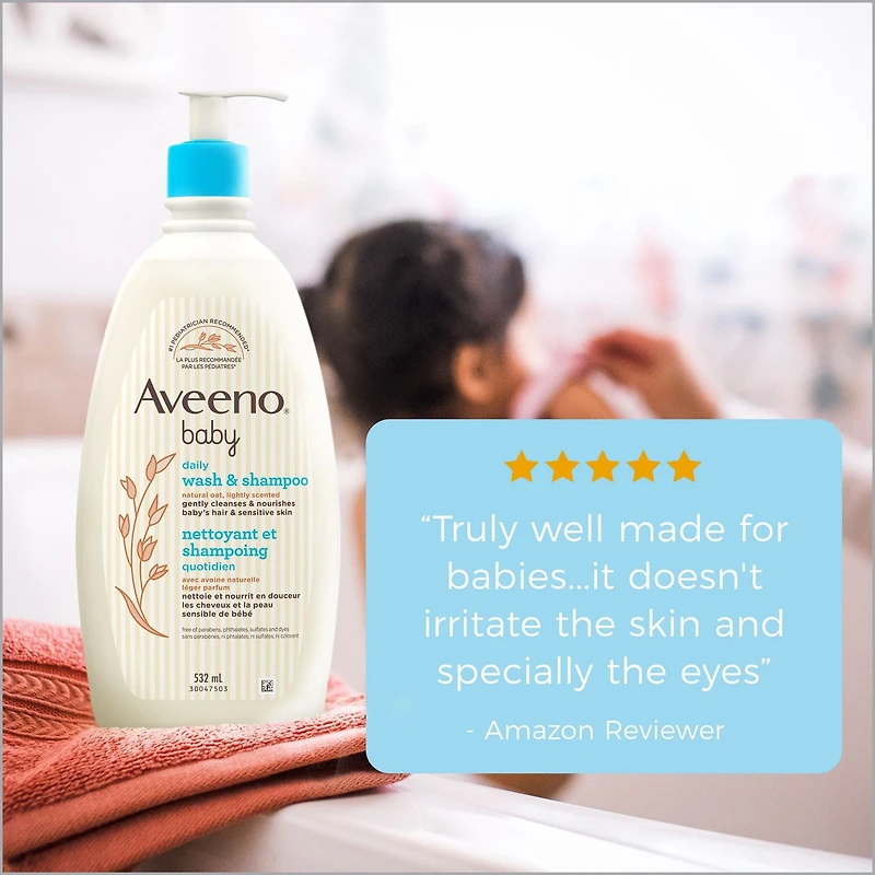 Gel pour cheveux et corps AVEENO® Baby, Extrait d’avoine naturelle 532 ml, Léger parfum