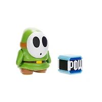 Figurine Super Mario de 4 pouces – Maskass vert avec Bloc POW