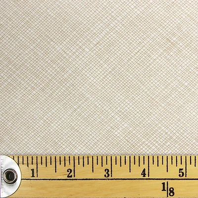 Fabric Creations White with Tan Pencil Crosshatch Fat Quarter Pre-Cut Fabric - 18" x 21" / 45cm x 53cm