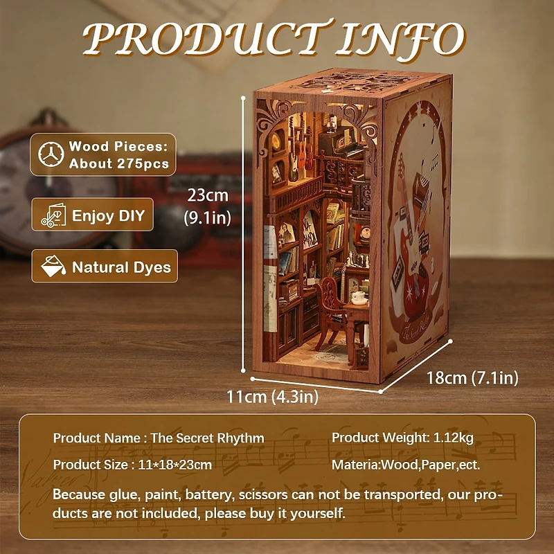 Tradeopia Puzzle en bois 3D – Kit DIY Le Rythme Secret Bibliothèque Miniature