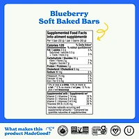 MadeGood Mornings Blueberry Soft Baked Oat Bars 5pk, 5 x 30 g