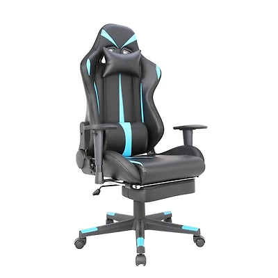 TygerClaw PU Gaming Chair with Lumbar Pillow and Leg Rest
