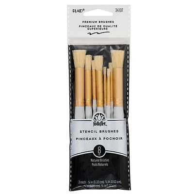 FolkArt Short Handle Stencil Paint Brush Set, 8 piece stencil paint brushes
