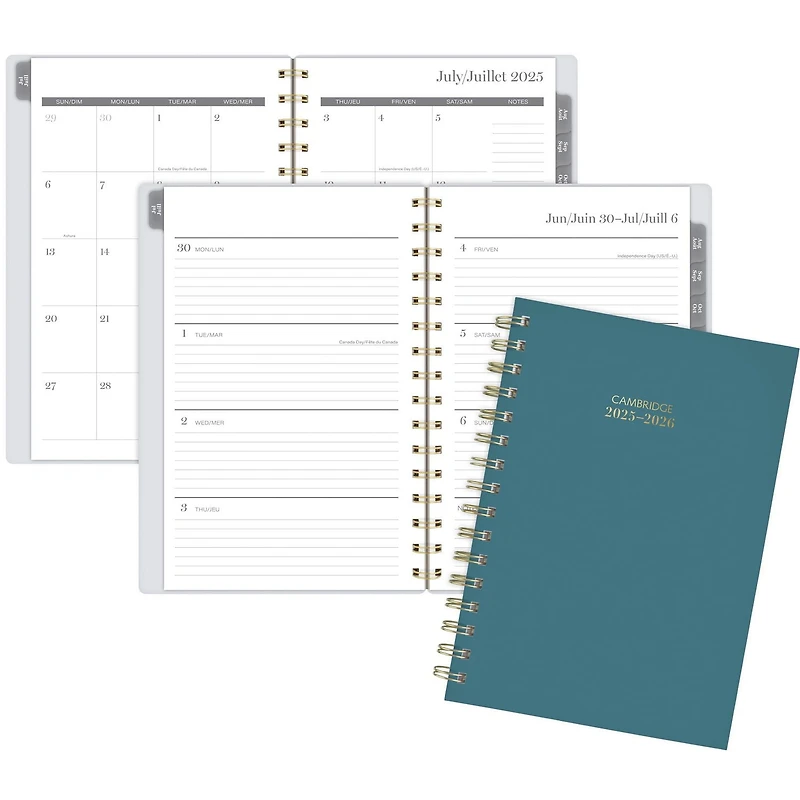 Agenda scolaire hebdomadaire Cambridge® ColourBar Teal 2025-2026