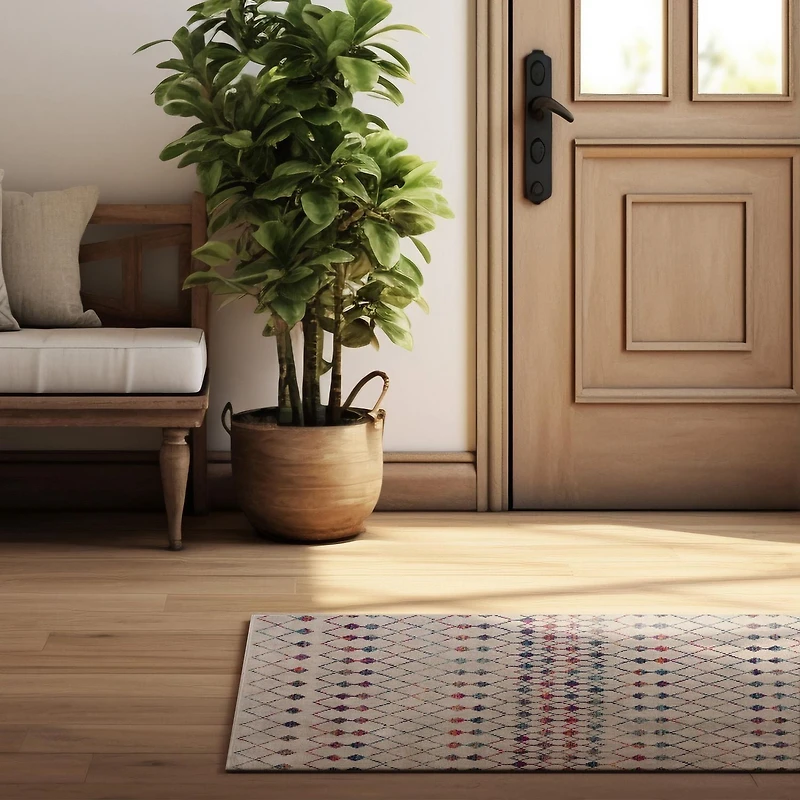 Tapis d'interieur Rug Branch Savannah Boho, beige bleu, moderne - Salon, chambre, salle a manger et cuisine<br>