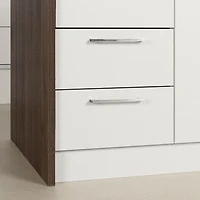 Meubles South Shore Myro Îlot de cuisine Noyer naturel et Blanc