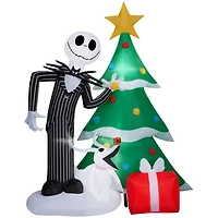 Scène de décoration d'arbre de Noël gonflable Jack Skellington et Zero