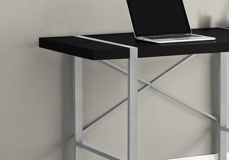 Monarch Specialties Computer Desk, Home Office, Laptop, 48"l, Work, Metal, Laminate, Black, Grey, Contemporary, Modern