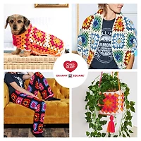 Red Heart® All In One Granny Square™ #4 Worsted (Medium) Acrylic Yarn 8.8oz/250g 417 Yards, Designed to crochet 5 granny squares in 1 ball.