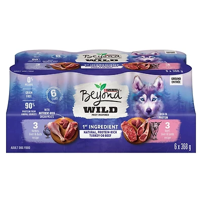 Beyond Wild Turkey & Beef Variety Pack, Wet Dog Food 368 g x 6