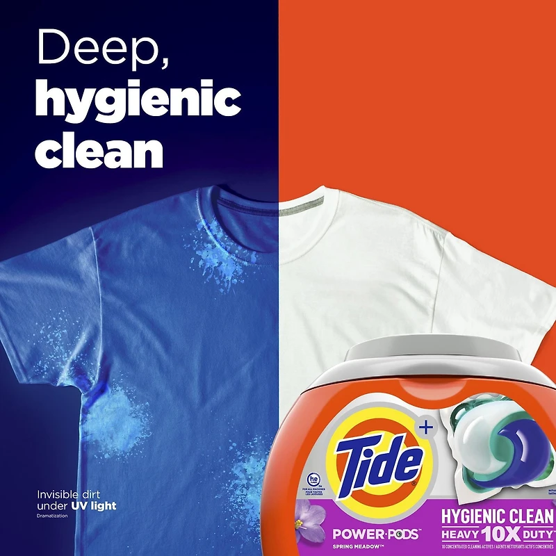 Tide Power PODs Hygienic Clean Heavy Duty, Liquid Laundry Detergent Pacs, HE Compatible, For Visible and Invisible Dirt, Original Scent, 48CT