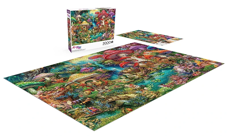 Buffalo Games Merry Mushroom Village Picnic 2000-Piece Interlocking Jigsaw Puzzle for Adults Ages 14 and Older
