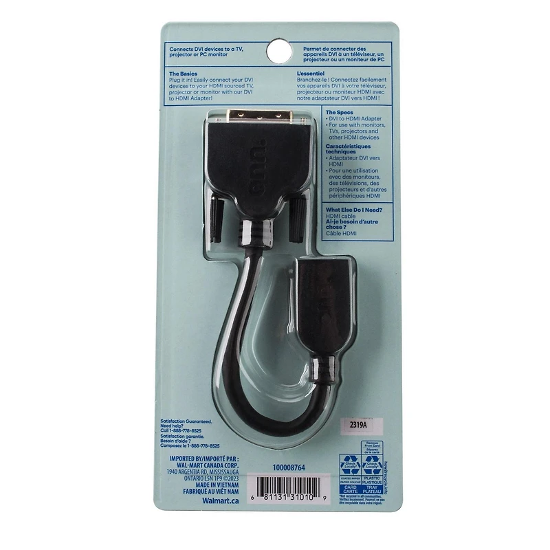 onn. DVI to HDMI Adapter, Easy Connect