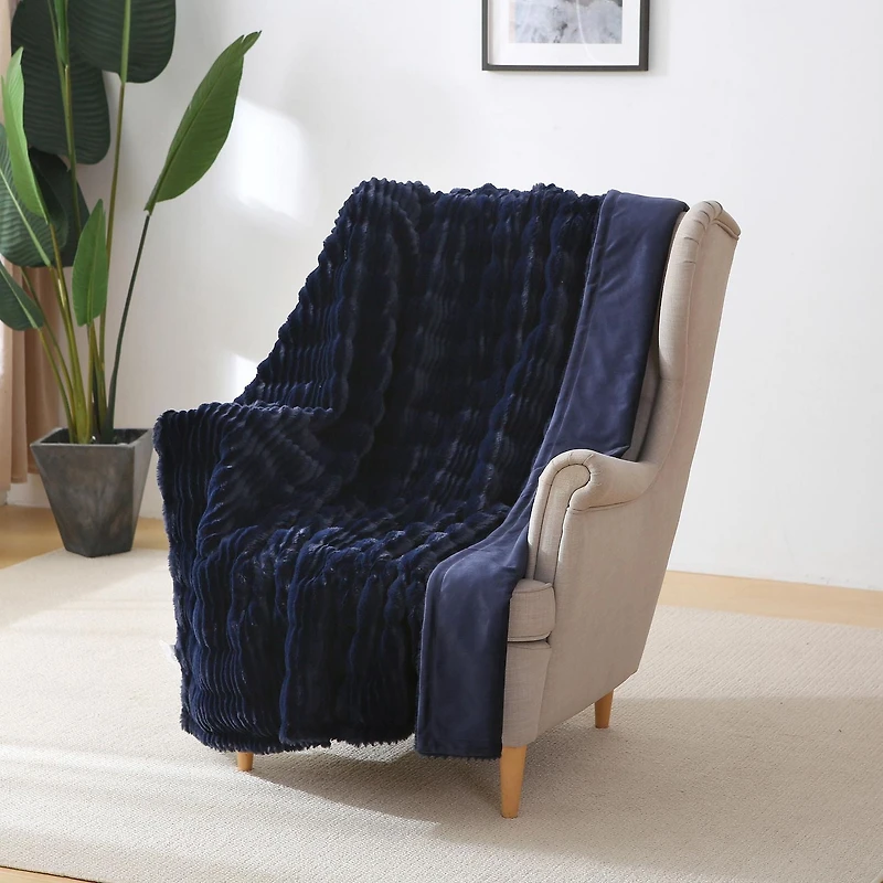 Jeté en simili fourrure de polyester cisaillé HOMETRENDS