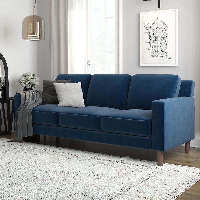 DHP Bryanna 3 Seater Sofa, Gray Velvet