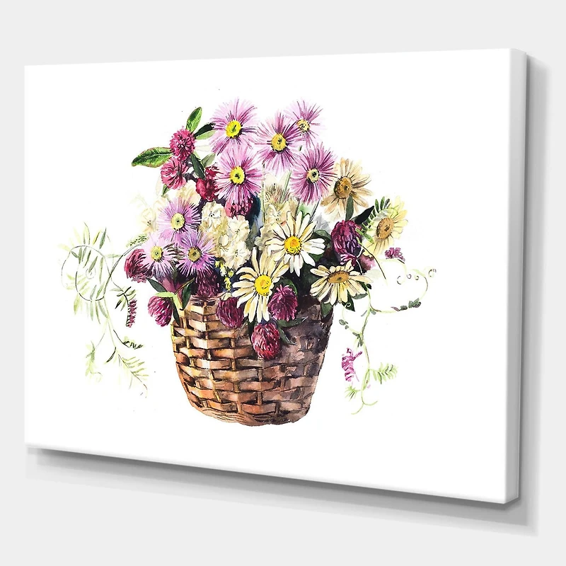 Designart Bouquet De Fleurs De Prairie Dans Le Panier Art mural sur toile