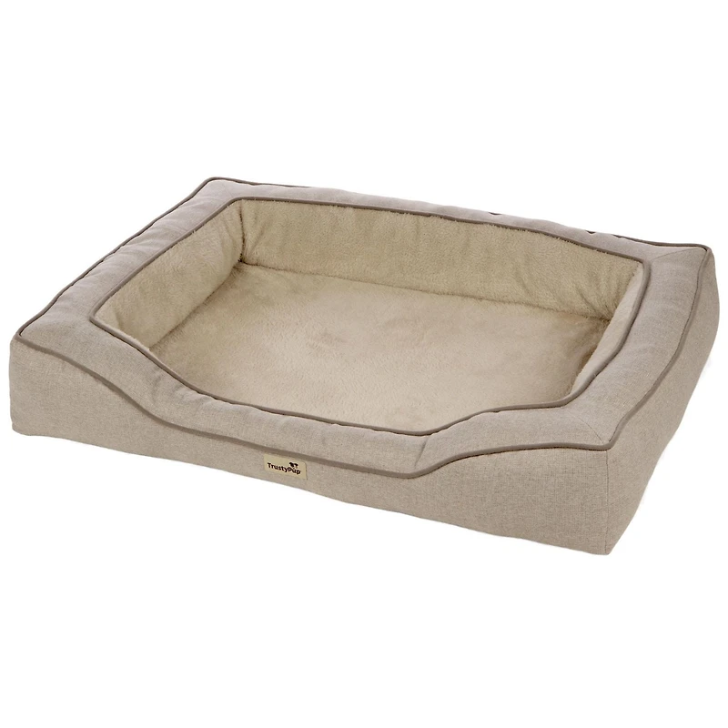 TrustyPup Bolstered Bliss Lit pour chiens et chats, panier tissé marron chiné Grand, 36x26x6 Grand, 36x26x6