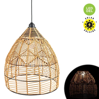 LAMPE SOLAIRE SUSPENDUE DEL A60 A/ABAT-JOUR OSIER, BLANC CHAUD