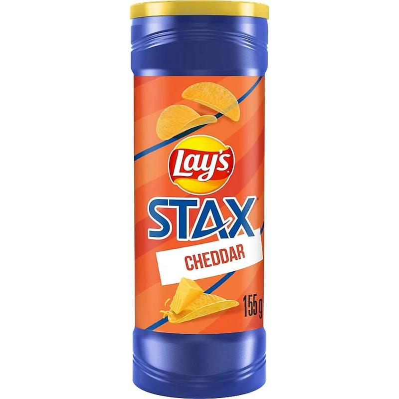 Lay's STAX Cheddar flavoured Potato Crisps, 155 g.