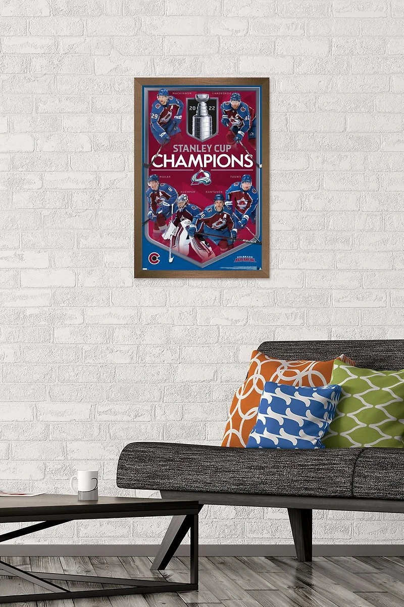 NHL Colorado Avalanche - Stanley Cup Champions Wall Poster, 14.725" x 22.375" Framed