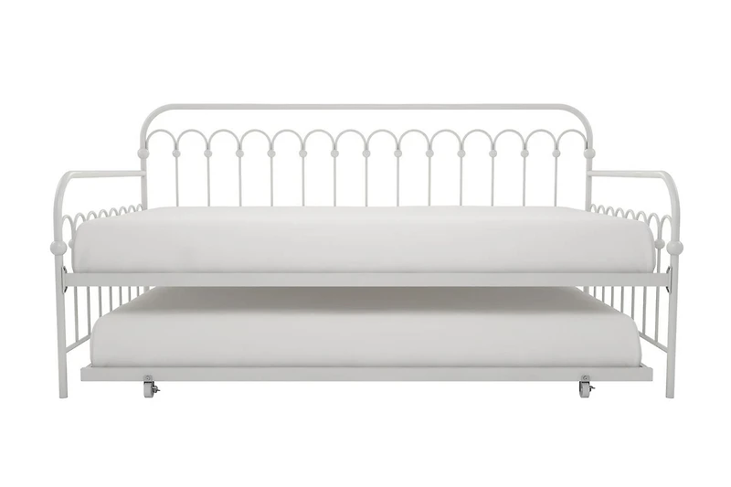 Novogratz Bright Pop Metal Daybed with Trundle, Off White, Twin