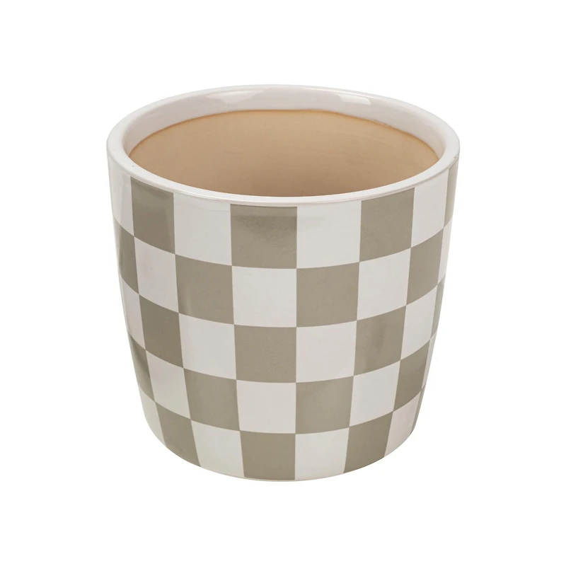 Mainstays 6 inch Grey Check Planter, MS 6 in. Grey Check Planter