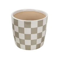 Mainstays 6 inch Grey Check Planter, MS 6 in. Grey Check Planter