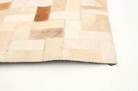 ECARPETGALLERY 5'5" x 7'8" Contemporary Cowhide Patchwork Handmade Area Rug for Living Room, Dining Room and Bedroom in Ivory
