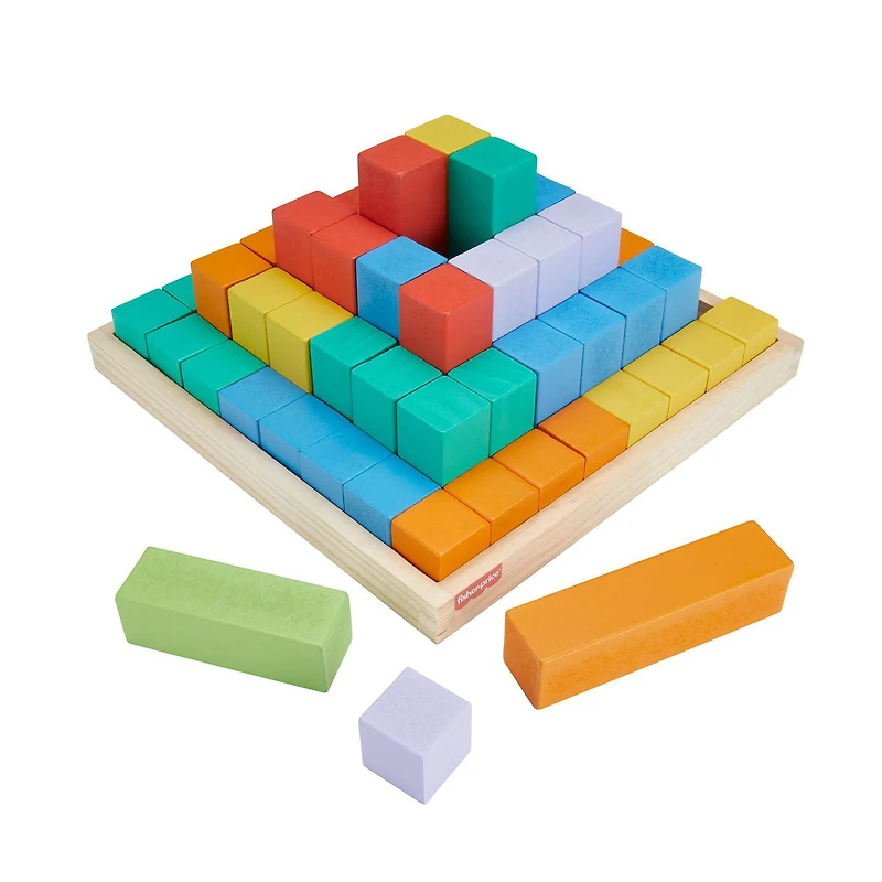 Fisher-Price Blocs à empiler en bois, 65 éléments en bois