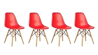 Eames Eiffel - Ensemble de 4 chaises en Rouge