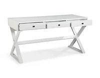 Willow Desk in White, MDF Desk, White Desk with Drawers, White Matte Desk, White Desk with Wood Legs, White X-Base Desk, Living Room Desk, Office Desk, Bedroom Desk