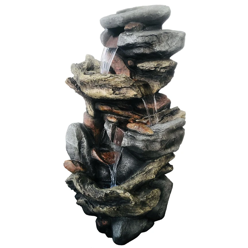 Angelo Décor Switchback Falls Fountain with energy-efficient pump and LED Lighting