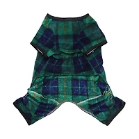 Way to Celebrate Vêtements pour chiens : Pyjama en molleton pour chiens, carreaux bleu et vert avec une sérigraphie flocon de neige, taille XS-XL