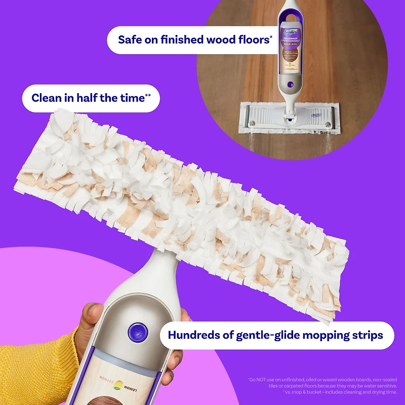 Swiffer PowerMop Wood Mopping Pad Refills for Floor Cleaning, 5CT