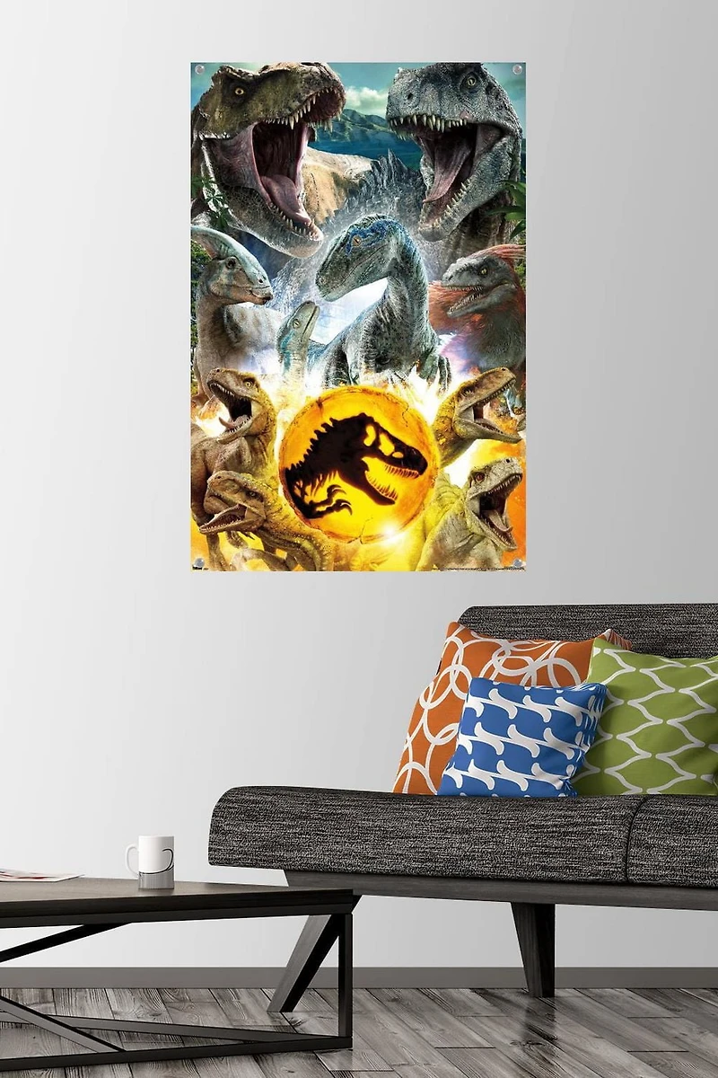 Jurassic World: Dominion Group 22.375" x 34" Wall Poster with Push Pins, by Trends International
