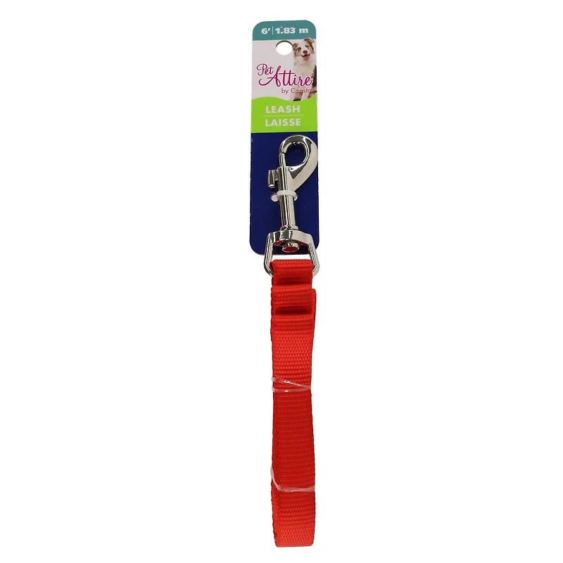 Pet Attire by Coastal 5/8" x 6' Medium Red Dog Leash