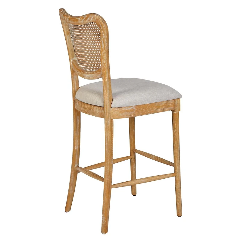 Ensemble de chaises hautes de salle à manger, lot de 2, chaises latérales rembourrées avec dossier en rotin et pieds en bois, chaises au design moderne du milieu du siècle pour le salon et la cuisine