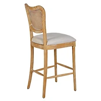 Ensemble de chaises hautes de salle à manger, lot de 2, chaises latérales rembourrées avec dossier en rotin et pieds en bois, chaises au design moderne du milieu du siècle pour le salon et la cuisine