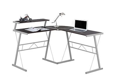 Monarch Specialties Computer Desk, Home Office, Corner, L Shape, Work, Laptop, Metal, Laminate, Brown, Grey, Contemporary, Modern