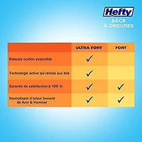 Hefty™ Lot de 30 sacs poubelle Strong Regular 75 litres noirs, EasyFlaps™, neutralisant les odeurs Arm & Hammer
