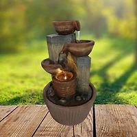 Angelo Décor Fontaine de terrasse Tazze de 44 cm avec pompe écoénergétique et éclairage DEL